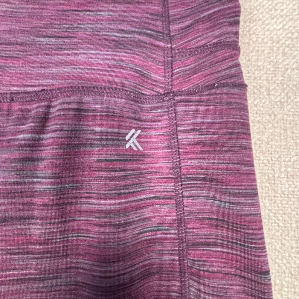 Kyodan Womens Space Dye Purple High Waisted Leggings Small Zip Pocket Activewear - Picture 3 of 8